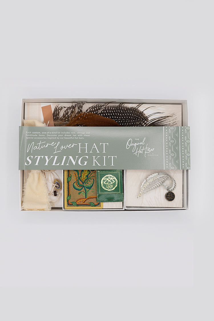 Nature Lover Hat Styling Kit - Silver Leaf Brooch