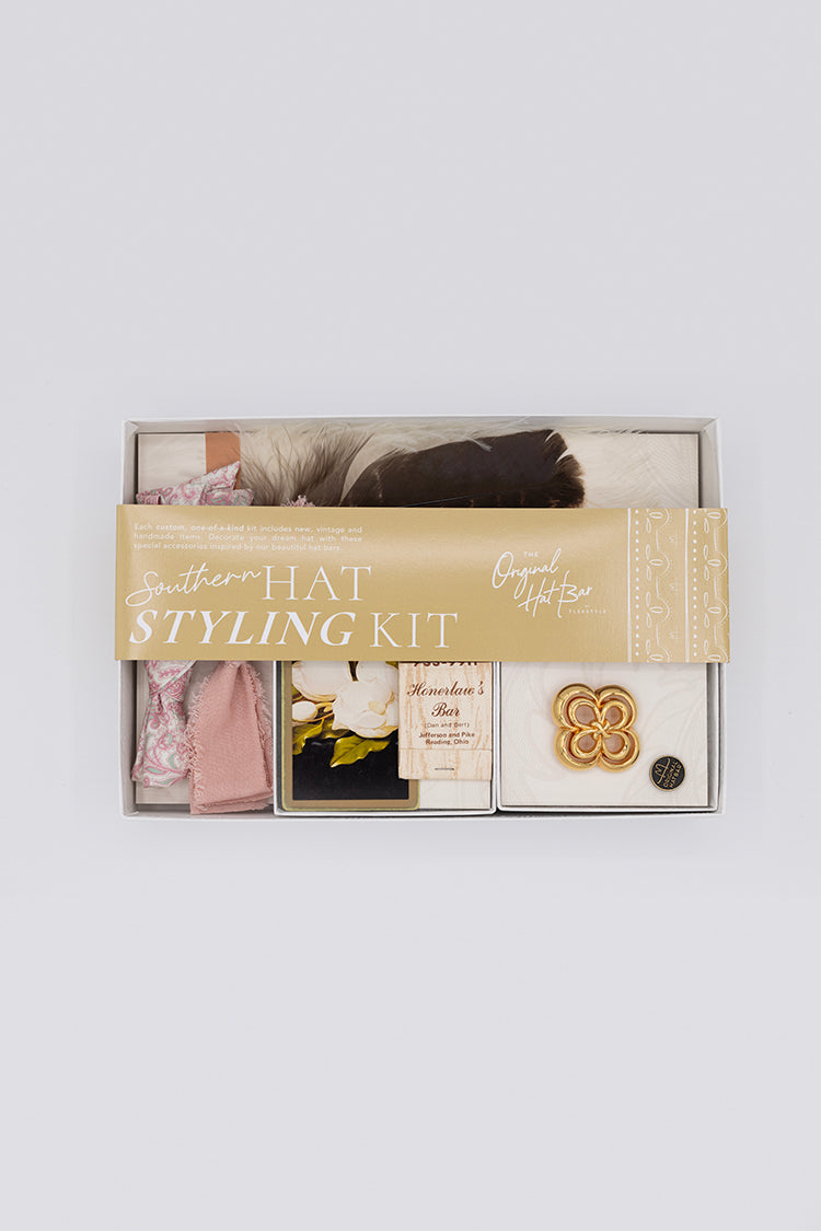 Southern Hat Styling Kit - Gold Circle Flower Brooch