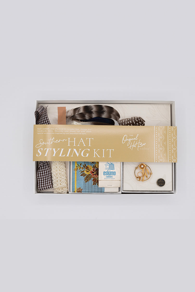 Southern Hat Styling Kit - Gold & Pearl Floral Circle Brooch