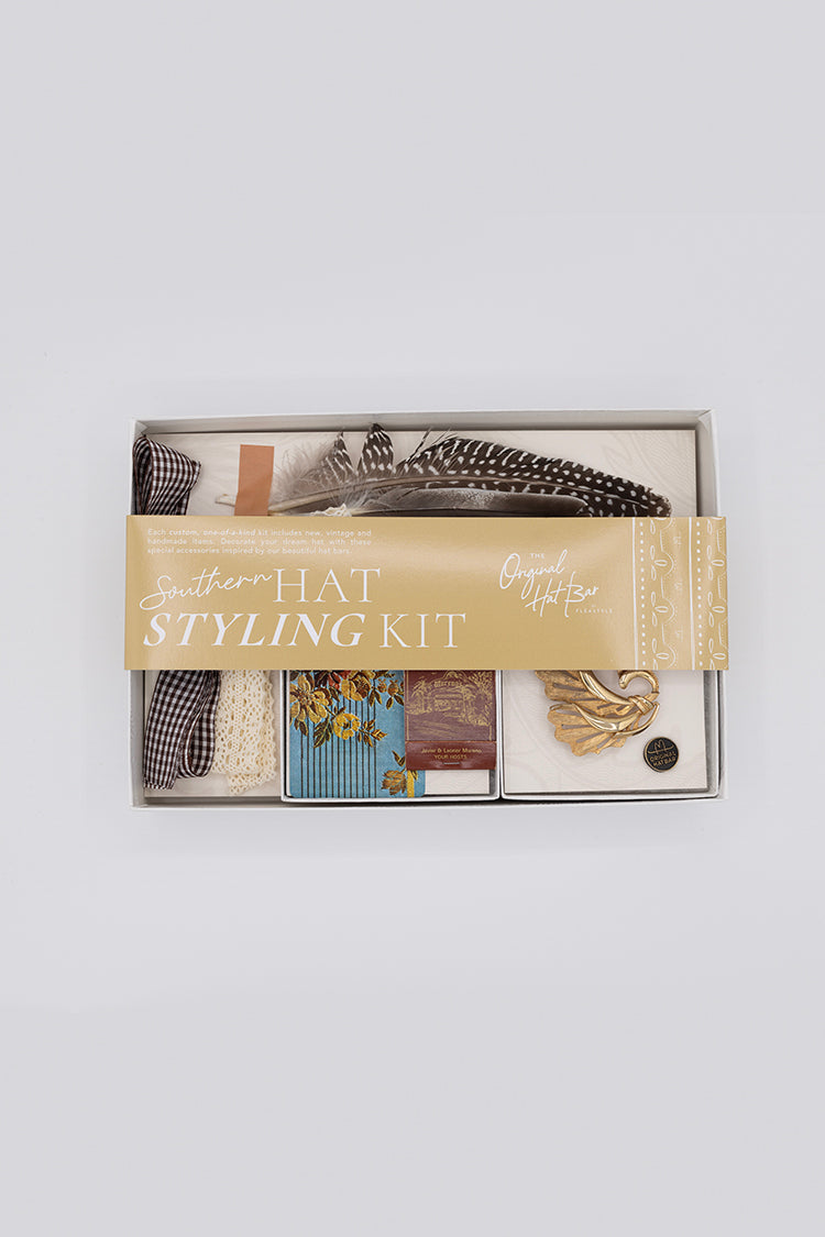 Southern Hat Styling Kit - Gold Curled Leaf Brooch