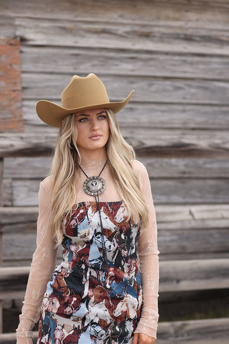 Classic camel curled-brim hat Tex Cowboy Wool Hat - FleaStyle