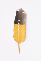 Painted Bling Studded Hat Feather - Gold