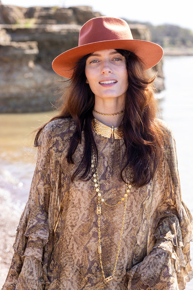 Lenny Wool Short-Brim Hat - Rust