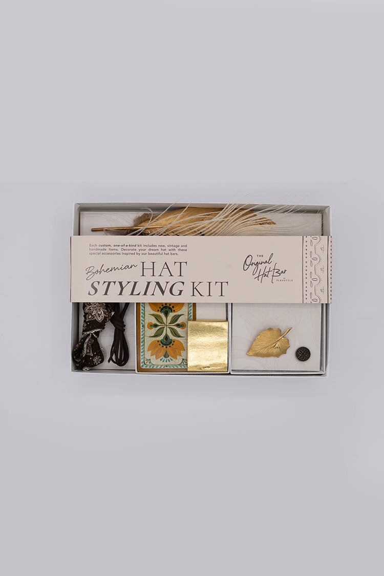 Bohemian Hat Styling Kit - Gold Leaf Brooch