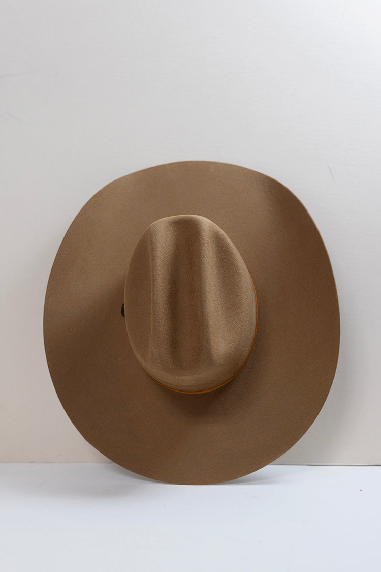 Classic curled-brim hat Tex Cowboy Wool Hat - Camel for man and woman-FleaStyle