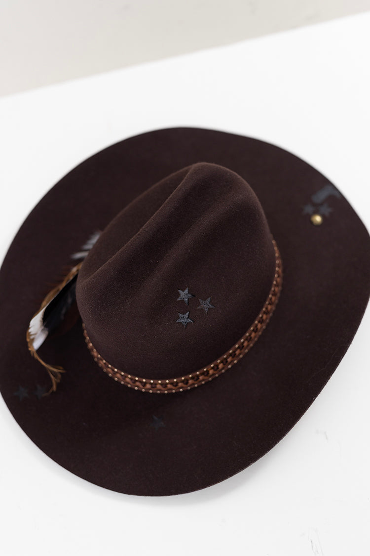 Painted One-of-a-Kind Custom Cowboy Hat - Brown