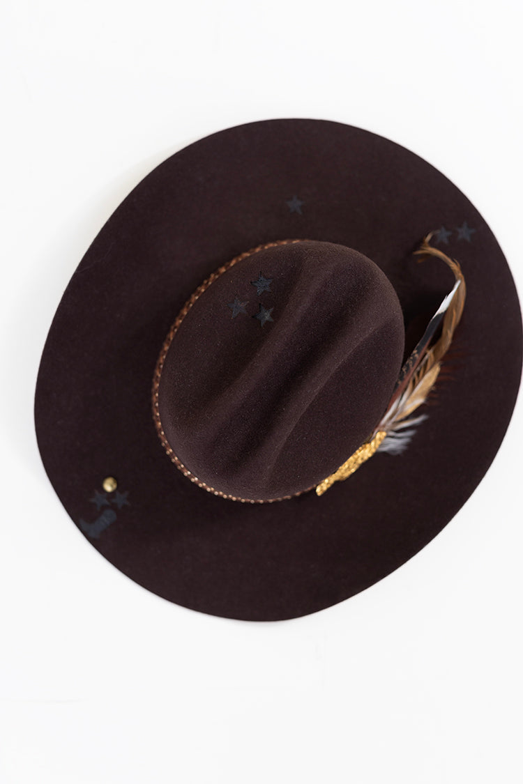 Painted One-of-a-Kind Custom Cowboy Hat - Brown