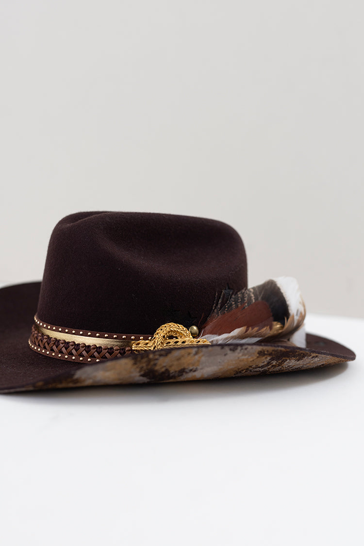 Painted One-of-a-Kind Custom Cowboy Hat - Brown