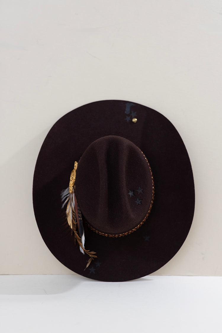 Painted One-of-a-Kind Custom Cowboy Hat - Brown