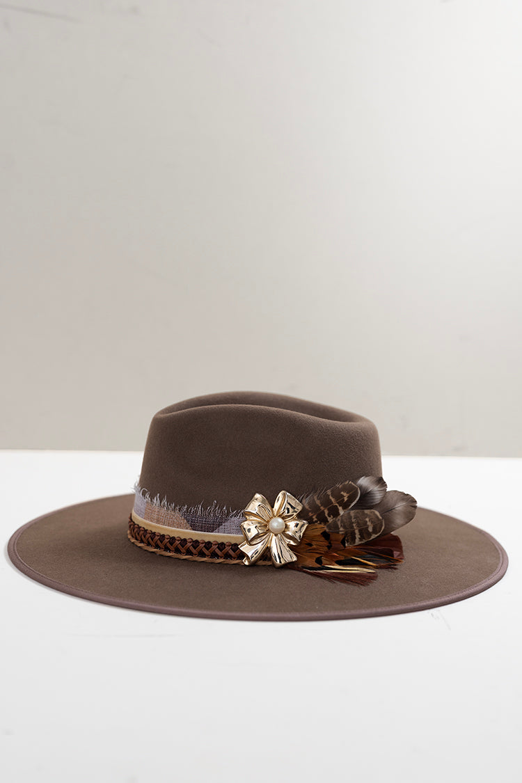One-of-a-Kind Custom Wide-Brim  Hat - Brown