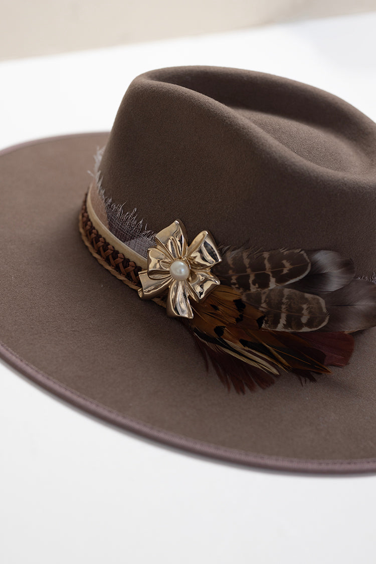 One-of-a-Kind Custom Wide-Brim  Hat - Brown