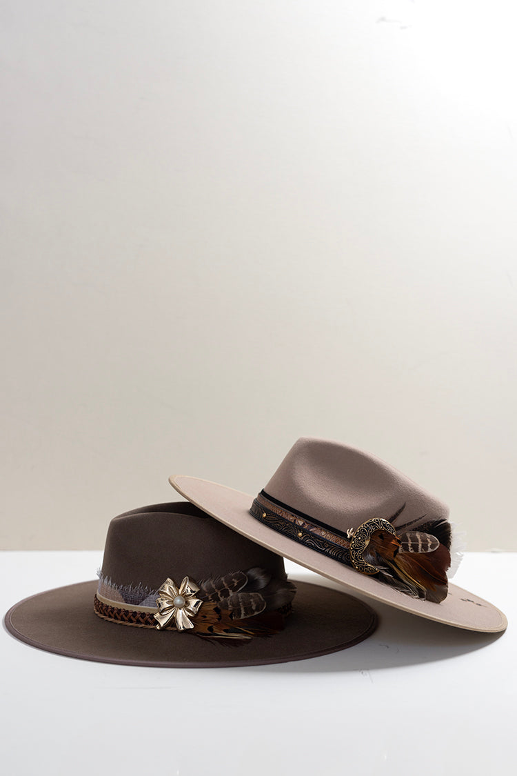 One-of-a-Kind Custom Wide-Brim  Hat - Brown