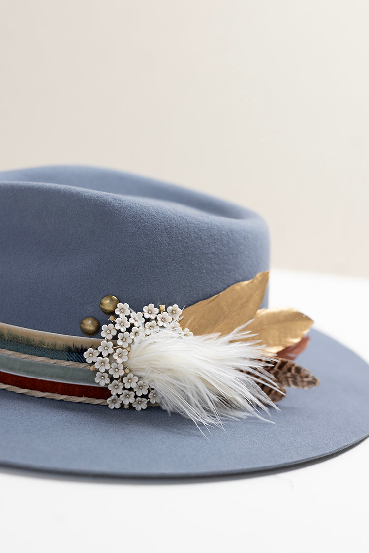 One-of-a-Kind Custom Short-Brim  Hat - Dusty Blue