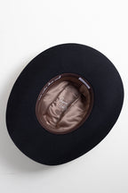One-of-a-Kind-Custom-Cowboy-Hat-Black with decorative feathers, custom hat bands, vintage brooches and pearl hat pins-FleaStyle