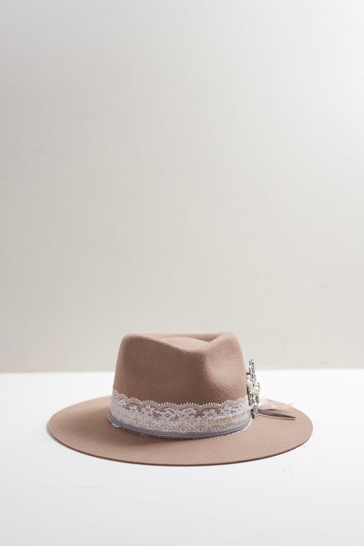 One-of-a-Kind Custom Short-Brim  Hat - Beige