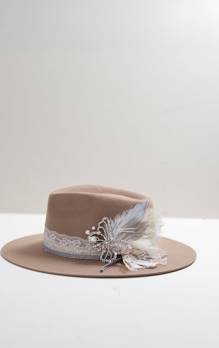 One-of-a-Kind Custom Short-Brim  Hat - Beige