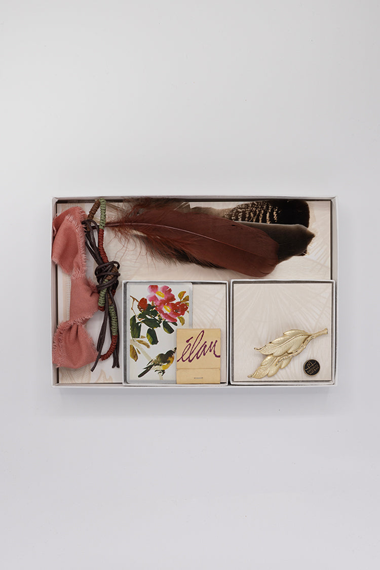Nature Lover Hat Styling Kit - Light Gold Double Leaf Brooch