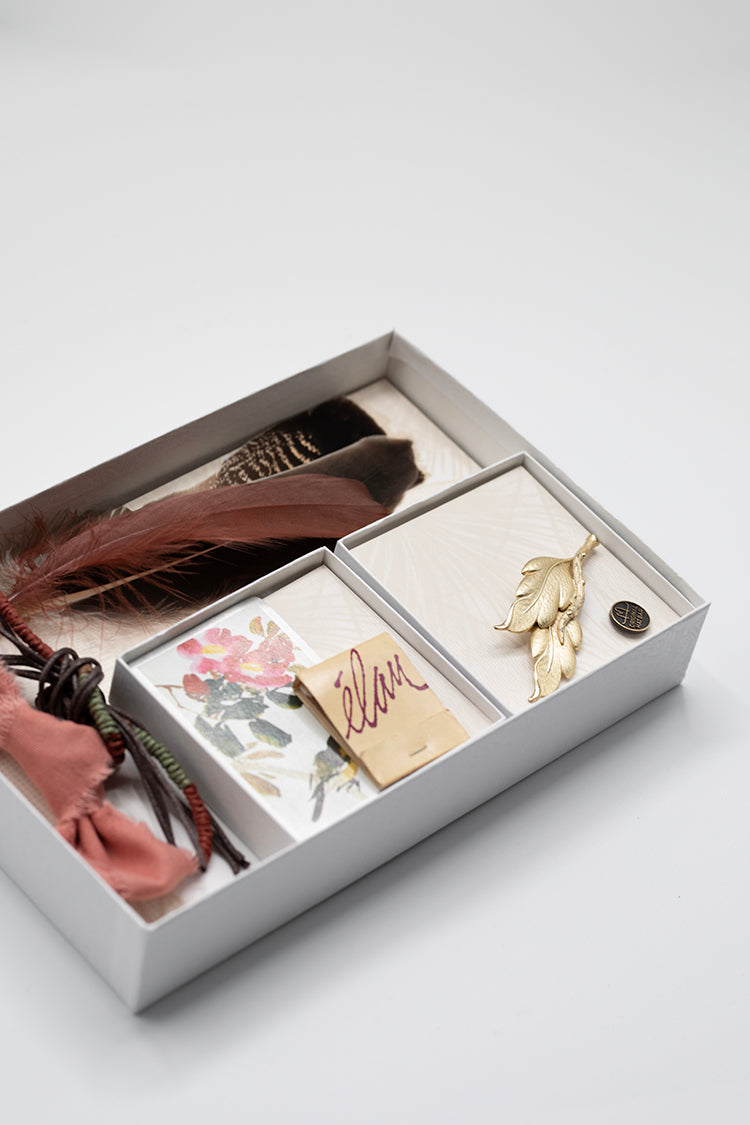 Nature Lover Hat Styling Kit - Light Gold Double Leaf Brooch