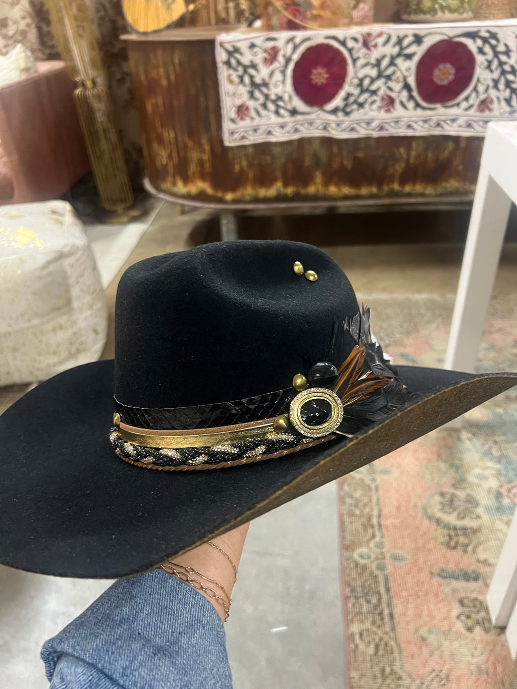 Painted One-of-a-Kind Custom Cowboy Hat - Black