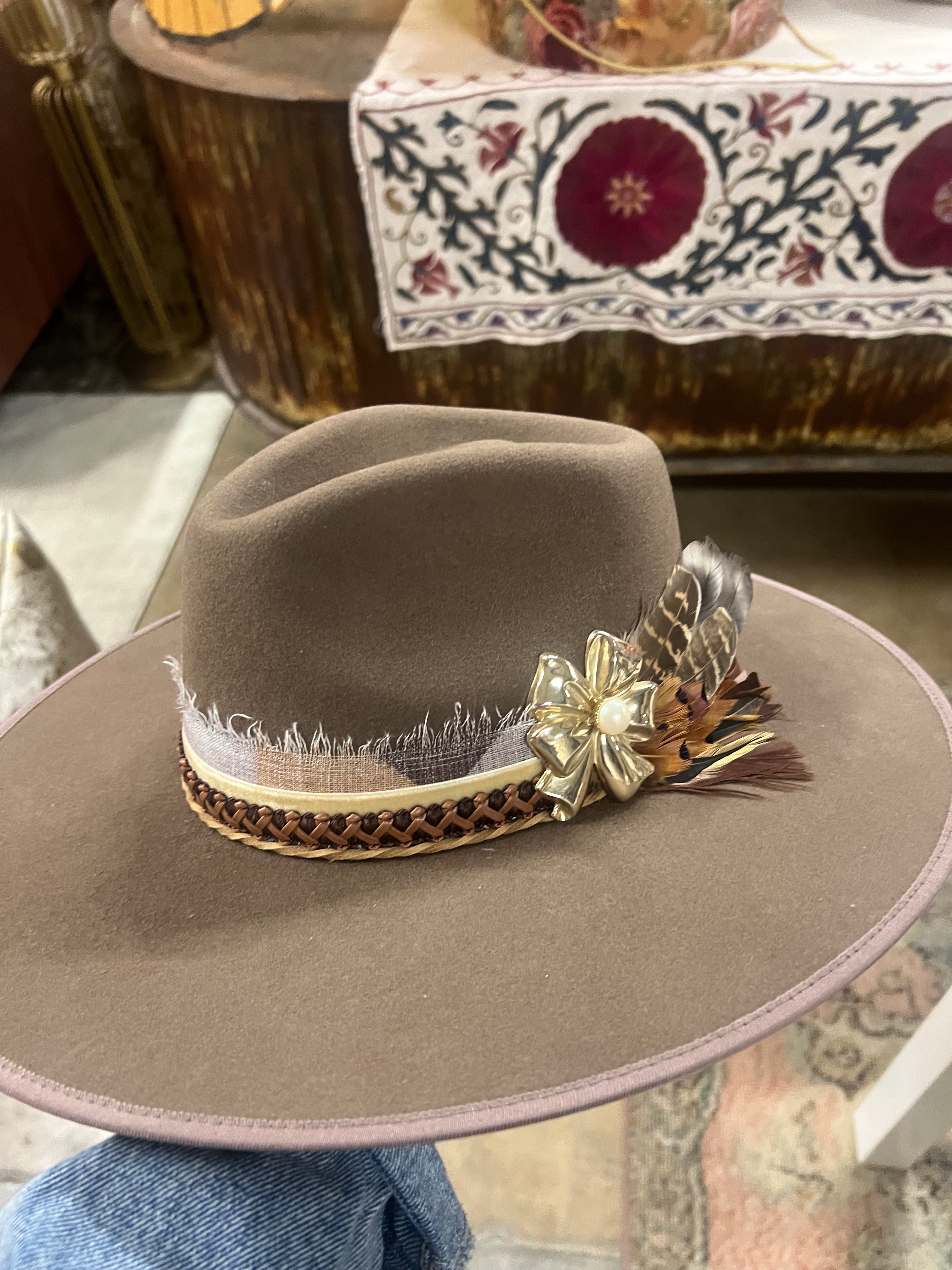 One-of-a-Kind Custom Wide-Brim  Hat - Brown