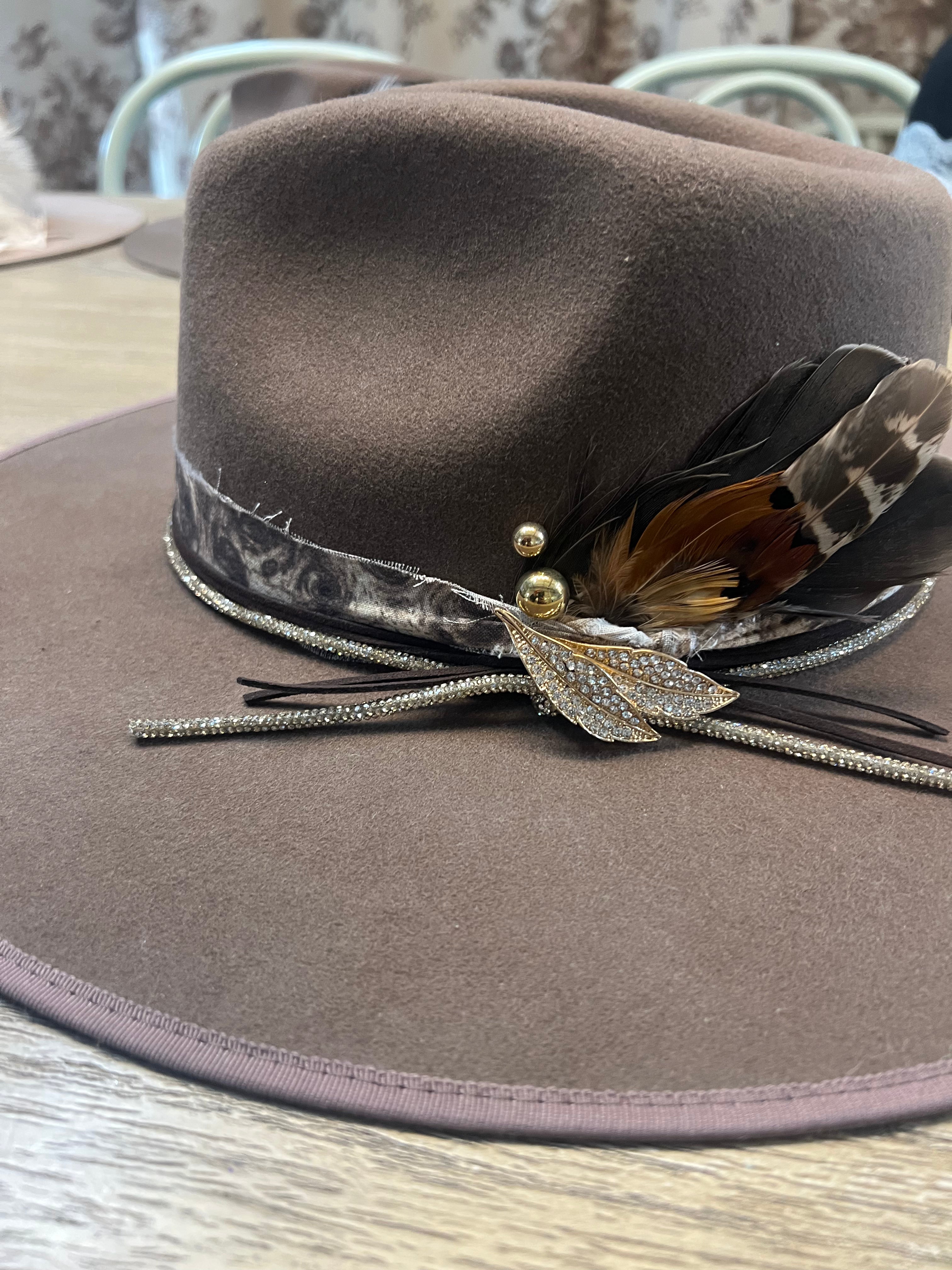 One-of-a-Kind Custom Wide-Brim Hat - Brown