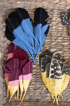 Painted Bling Studded Hat Feather - Gold - Flea Style
