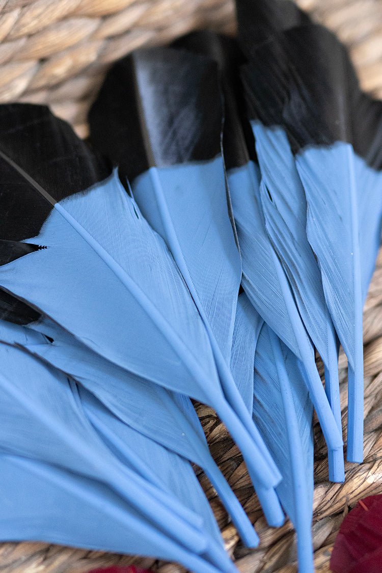 Painted Hat Feather - Blue - Flea Style